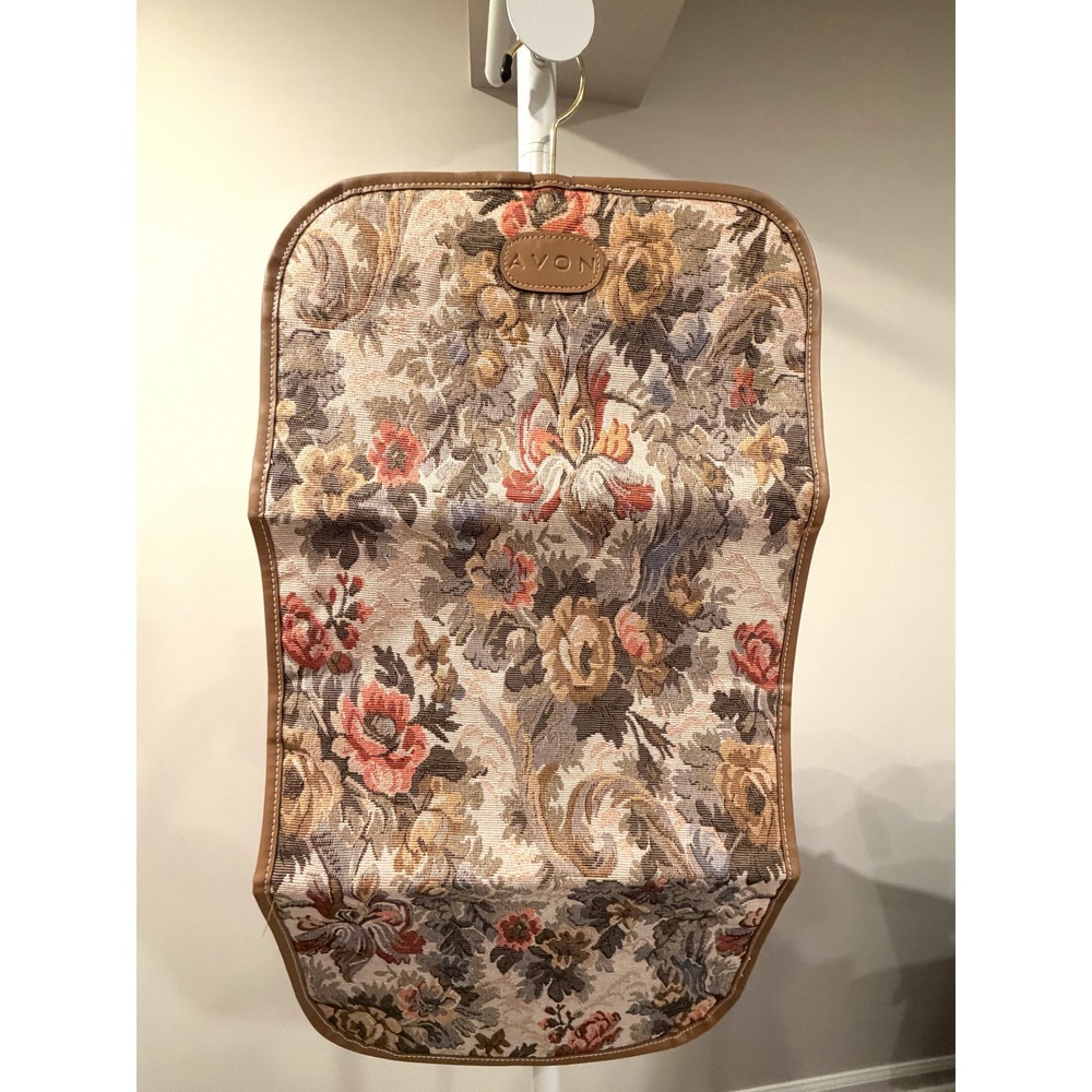 Vintage Grandma Cottage Avon Floral Tapestry Hanging Travel Cosmetic Organizer
